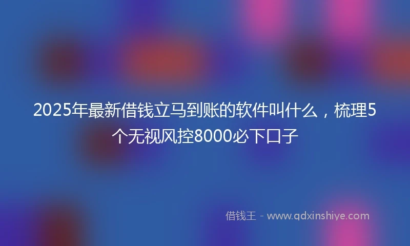 2025年最新借钱立马到账的软件叫什么，梳理5个无视风控8000必下口子