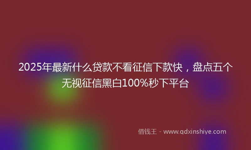 2025年最新什么贷款不看征信下款快，盘点五个无视征信黑白100%秒下平台