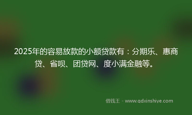 2025年的容易放款的小额贷款有：分期乐、惠商贷、省呗、团贷网、度小满金融等。