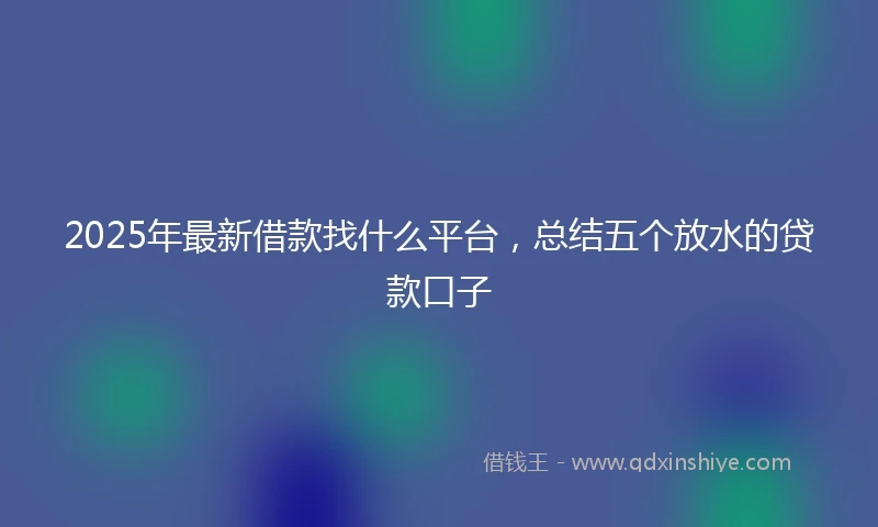 2025年最新借款找什么平台，总结五个放水的贷款口子