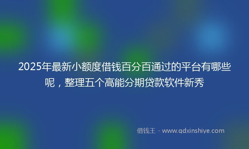 2025年最新小额度借钱百分百通过的平台有哪些呢，整理五个高能分期贷款软件新秀