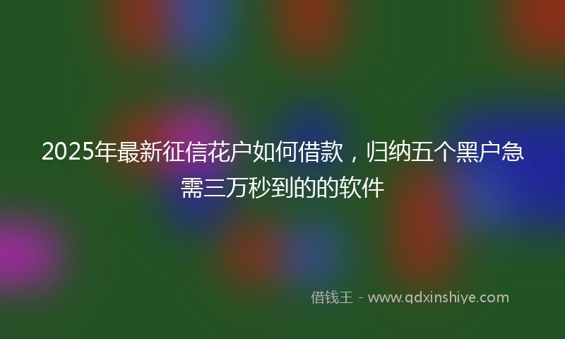 2025年最新征信花户如何借款，归纳五个黑户急需三万秒到的的软件