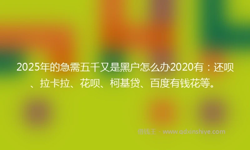 2025年的急需五千又是黑户怎么办2020有：还呗、拉卡拉、花呗、柯基贷、百度有钱花等。