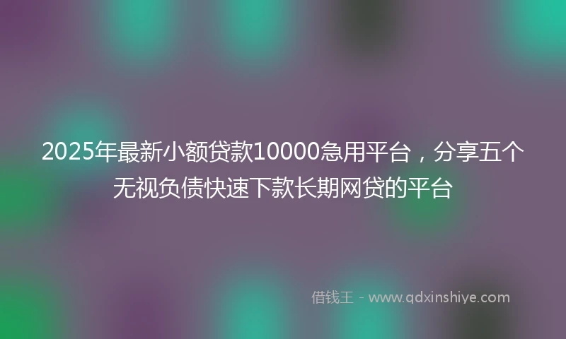 2025年最新小额贷款10000急用平台，分享五个无视负债快速下款长期网贷的平台