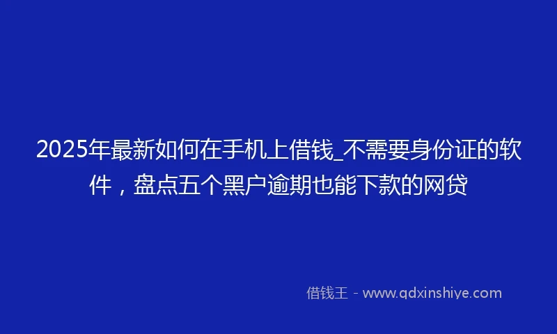 2025年最新如何在手机上借钱_不需要身份证的软件，盘点五个黑户逾期也能下款的网贷