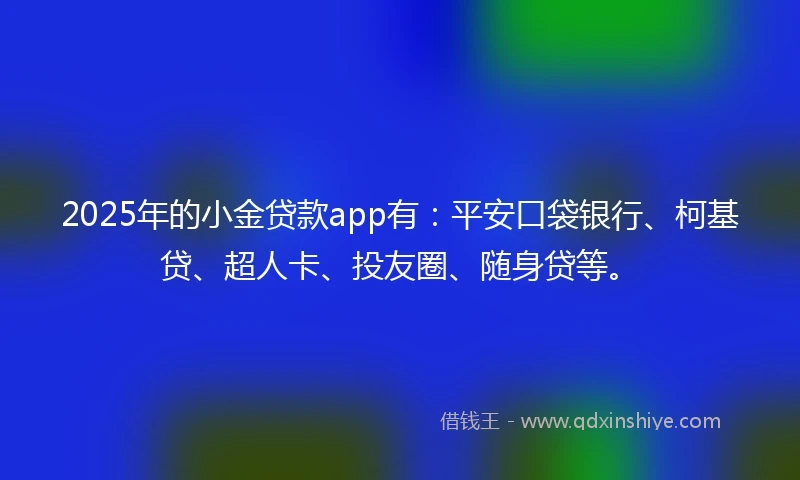 2025年的小金贷款app有：平安口袋银行、柯基贷、超人卡、投友圈、随身贷等。