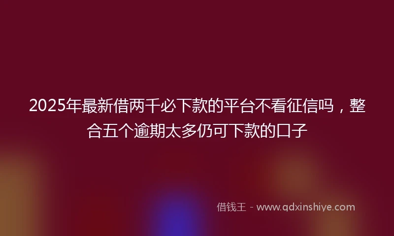 2025年最新借两千必下款的平台不看征信吗，整合五个逾期太多仍可下款的口子