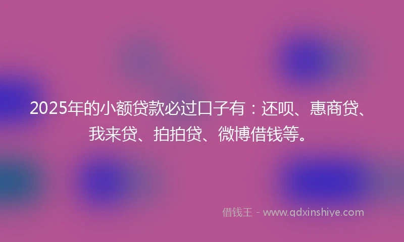 2025年的小额贷款必过口子有：还呗、惠商贷、我来贷、拍拍贷、微博借钱等。