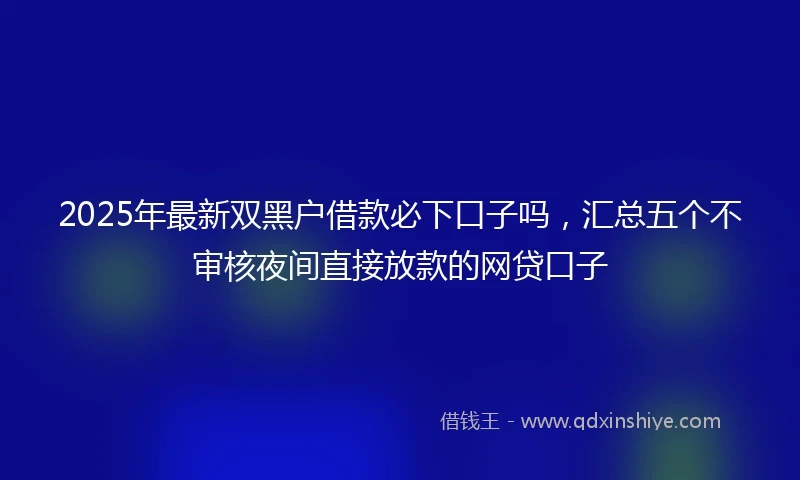 2025年最新双黑户借款必下口子吗，汇总五个不审核夜间直接放款的网贷口子