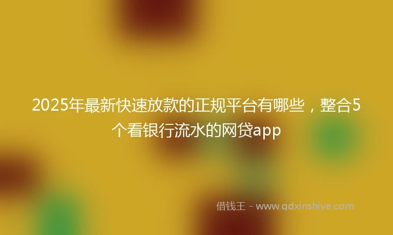 2025年最新快速放款的正规平台有哪些，整合5个看银行流水的网贷app