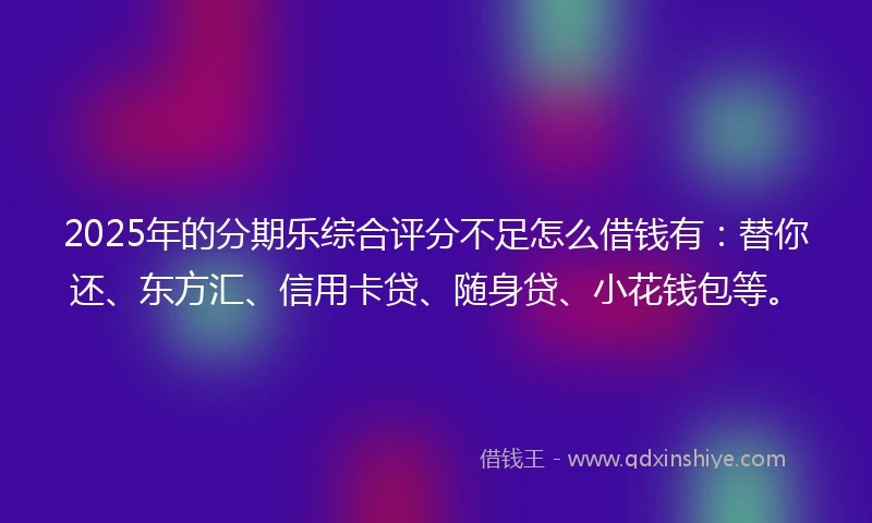 2025年的分期乐综合评分不足怎么借钱有：替你还、东方汇、信用卡贷、随身贷、小花钱包等。