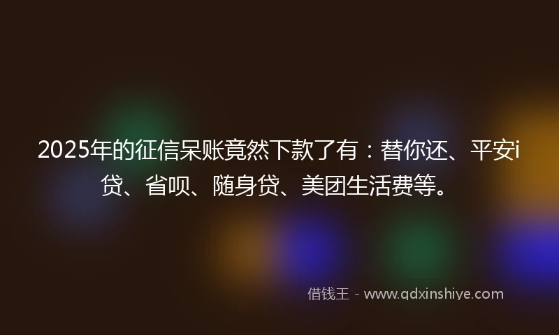2025年的征信呆账竟然下款了有：替你还、平安i贷、省呗、随身贷、美团生活费等。