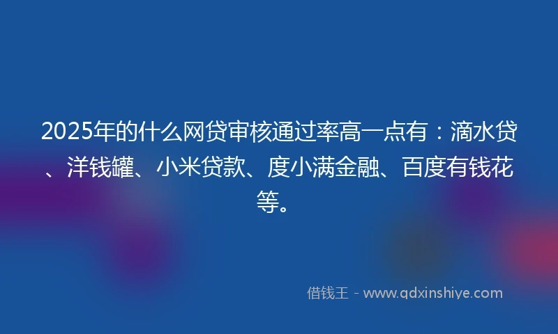 2025年的什么网贷审核通过率高一点有：滴水贷、洋钱罐、小米贷款、度小满金融、百度有钱花等。