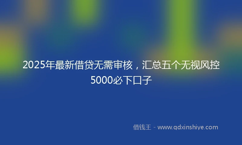2025年最新借贷无需审核，汇总五个无视风控5000必下口子