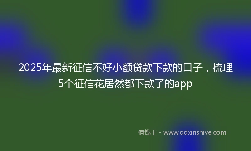 2025年最新征信不好小额贷款下款的口子，梳理5个征信花居然都下款了的app
