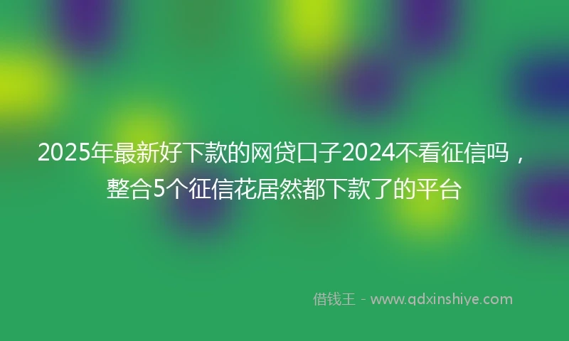 2025年最新好下款的网贷口子2024不看征信吗，整合5个征信花居然都下款了的平台