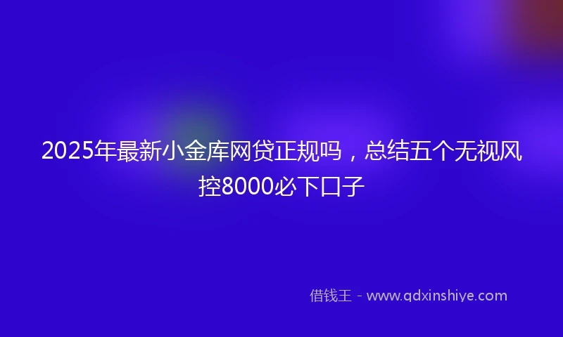 2025年最新小金库网贷正规吗，总结五个无视风控8000必下口子