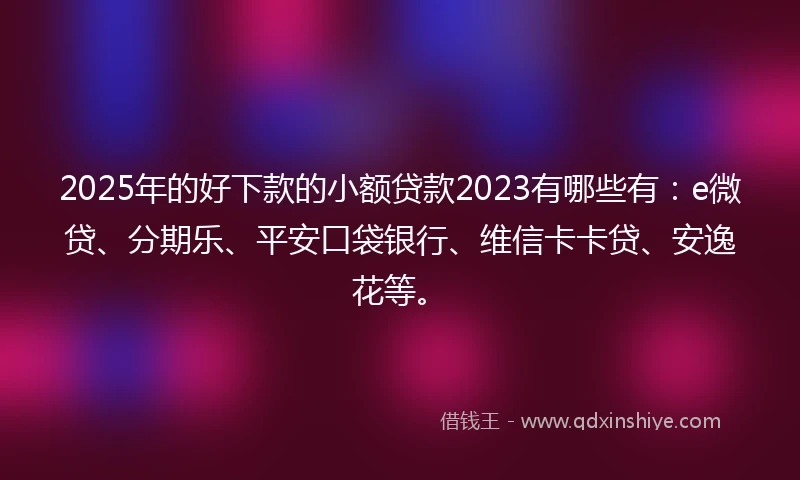 2025年的好下款的小额贷款2023有哪些有：e微贷、分期乐、平安口袋银行、维信卡卡贷、安逸花等。