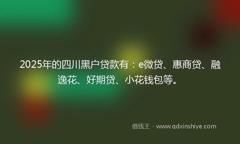 2025年的四川黑户贷款有：e微贷、惠商贷、融逸花、好期贷、小花钱包等。