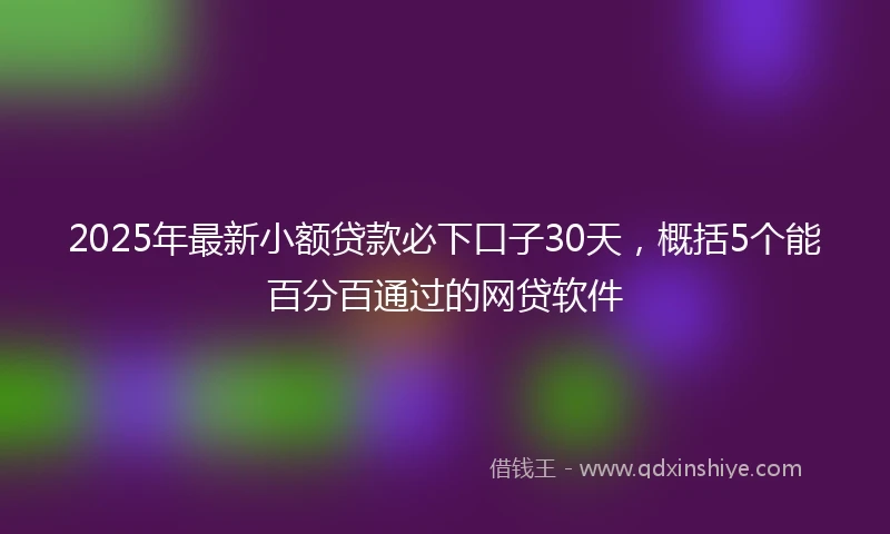 2025年最新小额贷款必下口子30天，概括5个能百分百通过的网贷软件