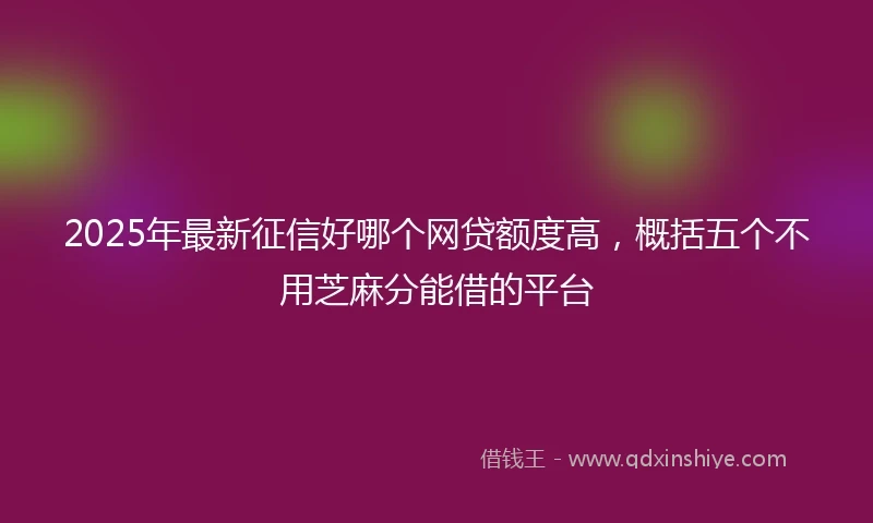 2025年最新征信好哪个网贷额度高，概括五个不用芝麻分能借的平台