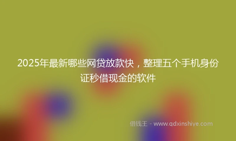 2025年最新哪些网贷放款快，整理五个手机身份证秒借现金的软件