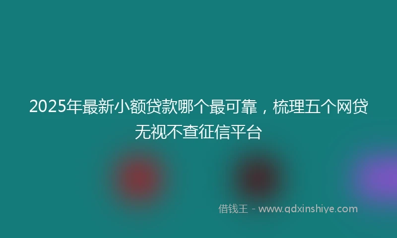 2025年最新小额贷款哪个最可靠，梳理五个网贷无视不查征信平台