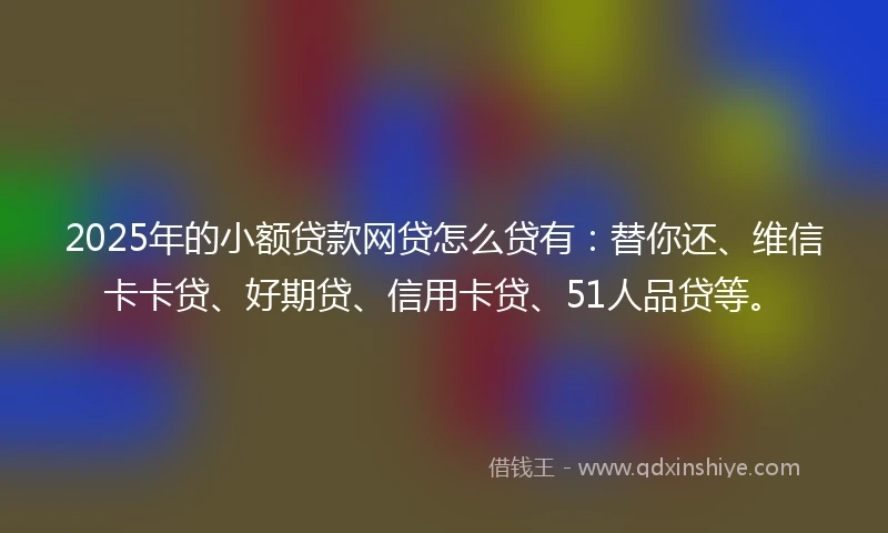 2025年的小额贷款网贷怎么贷有：替你还、维信卡卡贷、好期贷、信用卡贷、51人品贷等。