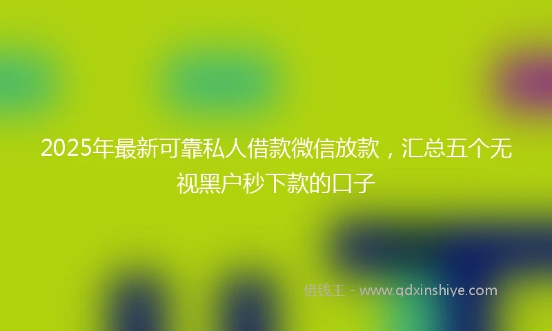 2025年最新可靠私人借款微信放款，汇总五个无视黑户秒下款的口子