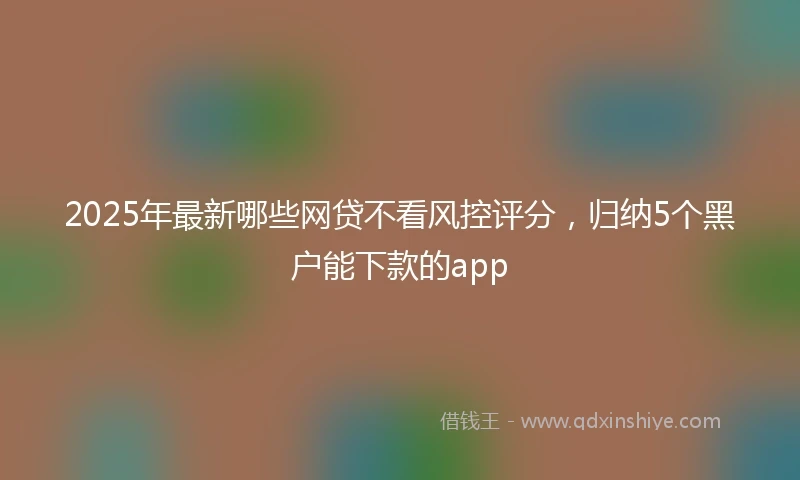 2025年最新哪些网贷不看风控评分，归纳5个黑户能下款的app