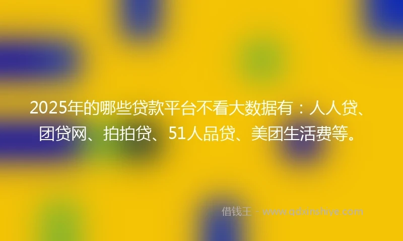 2025年的哪些贷款平台不看大数据有：人人贷、团贷网、拍拍贷、51人品贷、美团生活费等。