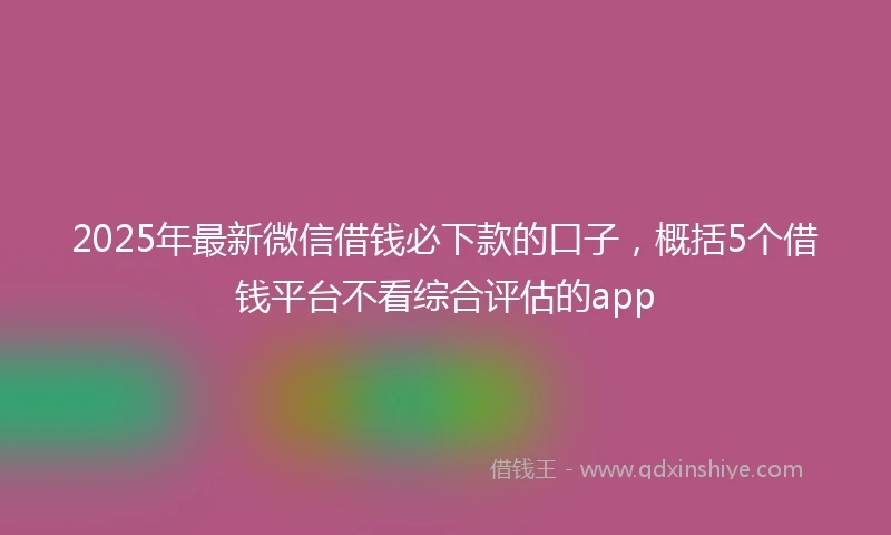 2025年最新微信借钱必下款的口子，概括5个借钱平台不看综合评估的app