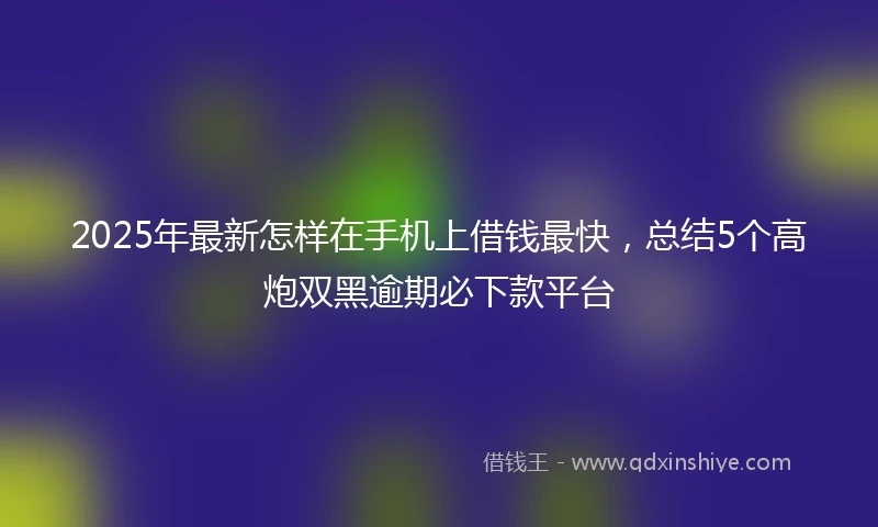 2025年最新怎样在手机上借钱最快，总结5个高炮双黑逾期必下款平台