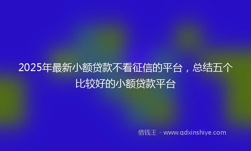 2025年最新小额贷款不看征信的平台，总结五个比较好的小额贷款平台