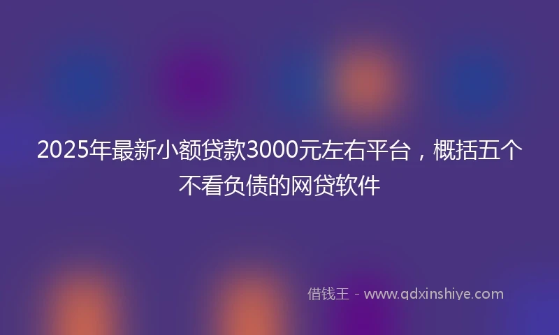 2025年最新小额贷款3000元左右平台，概括五个不看负债的网贷软件