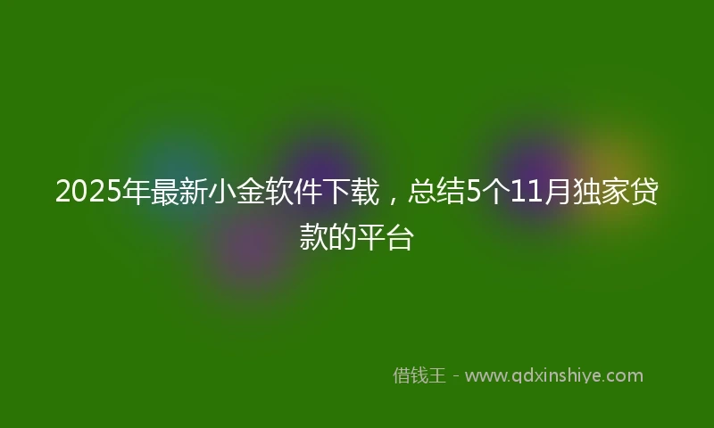 2025年最新小金软件下载，总结5个11月独家贷款的平台