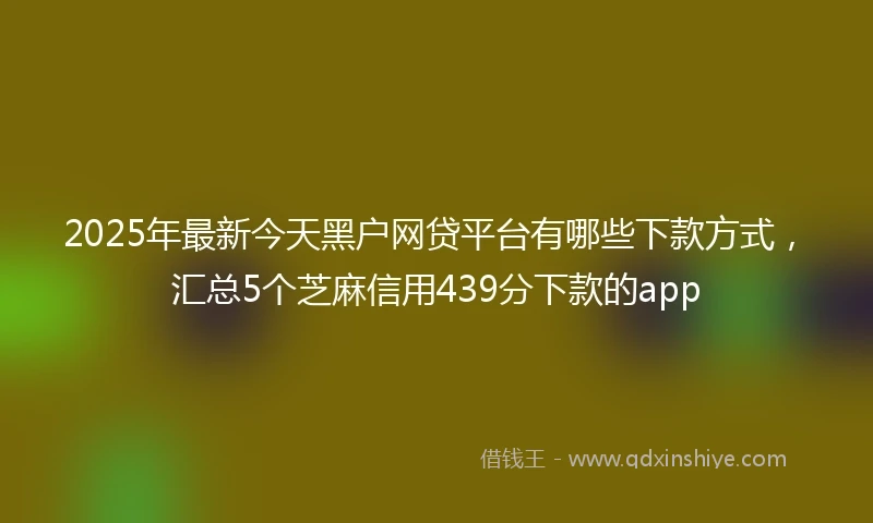 2025年最新今天黑户网贷平台有哪些下款方式，汇总5个芝麻信用439分下款的app