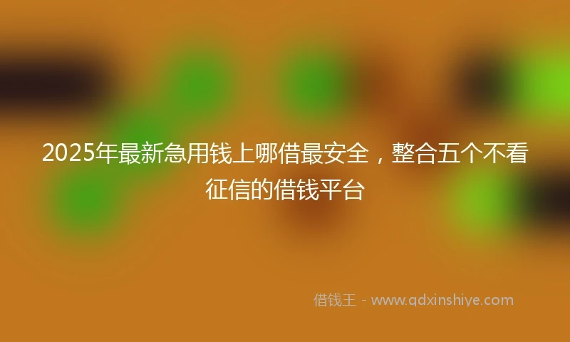 2025年最新急用钱上哪借最安全，整合五个不看征信的借钱平台