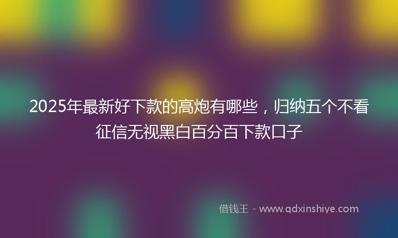 2025年最新好下款的高炮有哪些，归纳五个不看征信无视黑白百分百下款口子