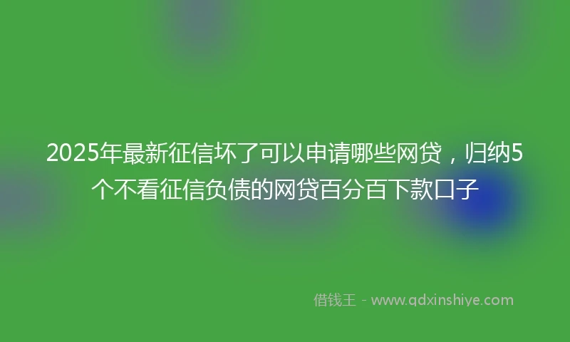 2025年最新征信坏了可以申请哪些网贷，归纳5个不看征信负债的网贷百分百下款口子