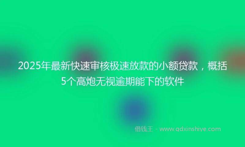 2025年最新快速审核极速放款的小额贷款，概括5个高炮无视逾期能下的软件