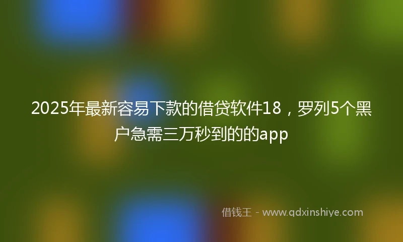 2025年最新容易下款的借贷软件18，罗列5个黑户急需三万秒到的的app
