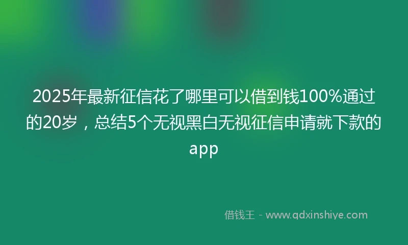 2025年最新征信花了哪里可以借到钱100%通过的20岁，总结5个无视黑白无视征信申请就下款的app