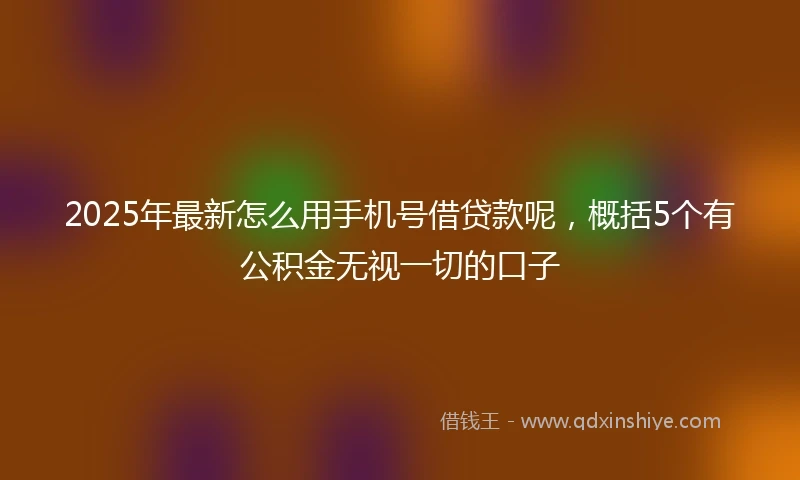 2025年最新怎么用手机号借贷款呢，概括5个有公积金无视一切的口子