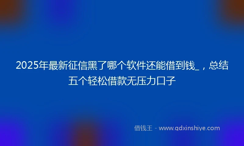 2025年最新征信黑了哪个软件还能借到钱_，总结五个轻松借款无压力口子