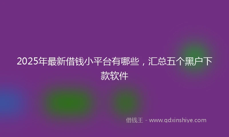 2025年最新借钱小平台有哪些，汇总五个黑户下款软件
