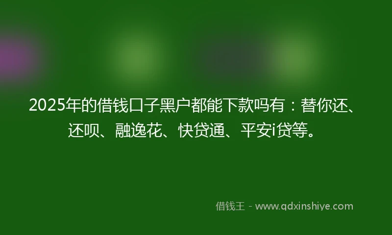 2025年的借钱口子黑户都能下款吗有：替你还、还呗、融逸花、快贷通、平安i贷等。
