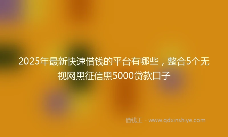 2025年最新快速借钱的平台有哪些，整合5个无视网黑征信黑5000贷款口子