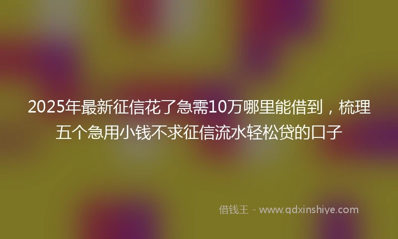 2025年最新征信花了急需10万哪里能借到，梳理五个急用小钱不求征信流水轻松贷的口子
