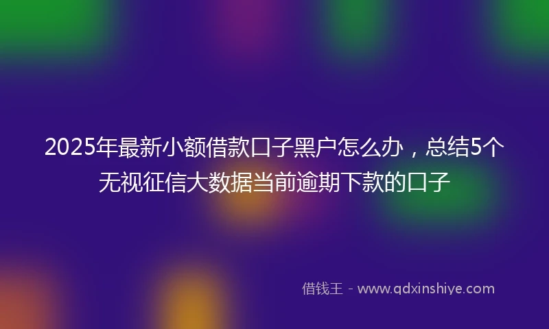 2025年最新小额借款口子黑户怎么办，总结5个无视征信大数据当前逾期下款的口子